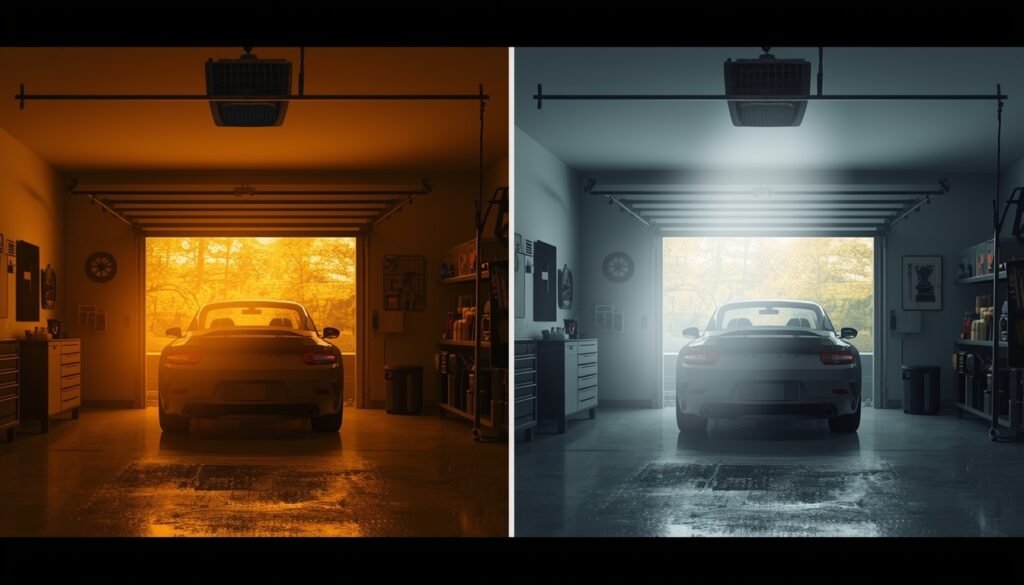 garage cooling over time with ventilation fan showing gradual improvement in airflow and comfort